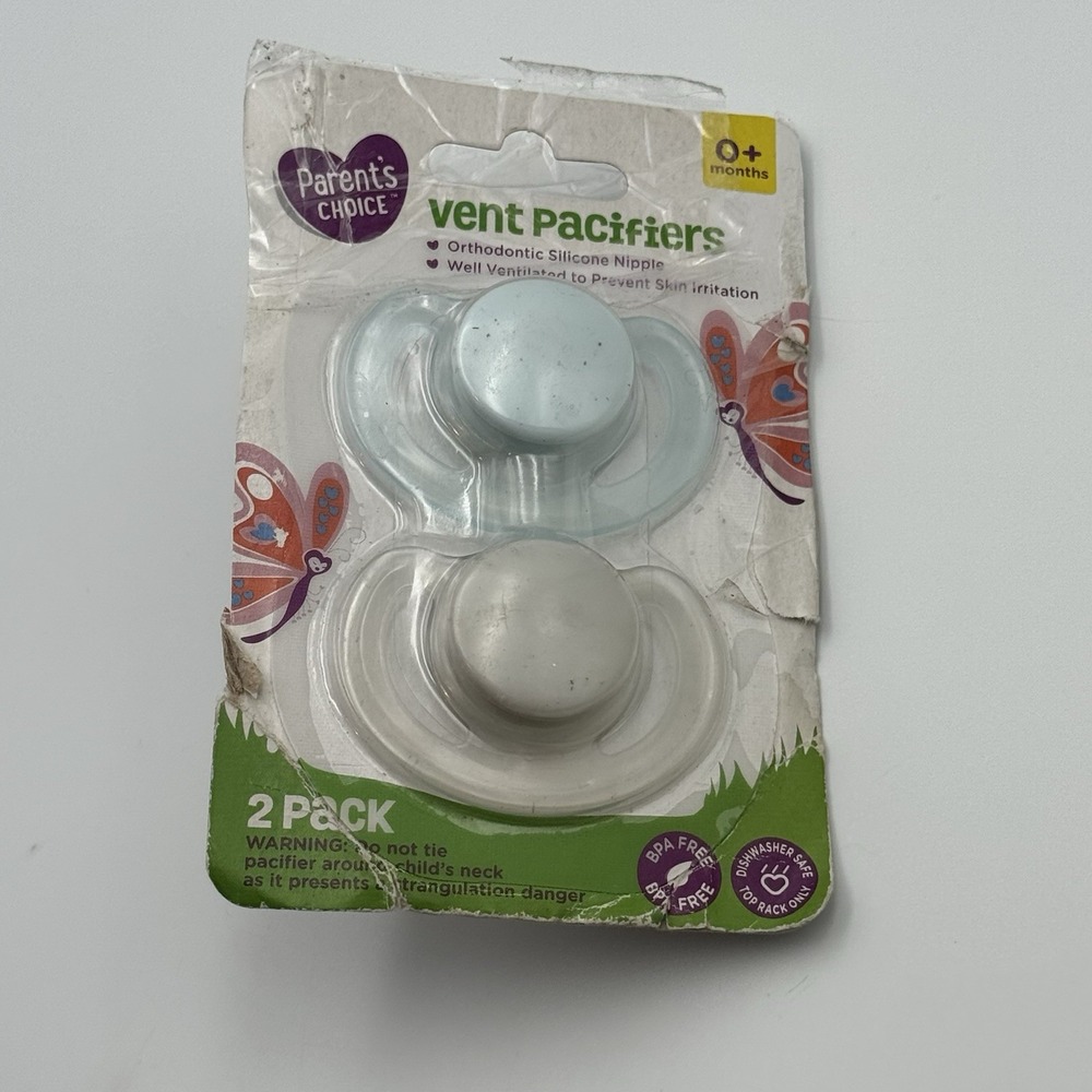 NEW Parent's Choice Vent Pacifier 0+ M Blue & White Orthodontic Silicone Nipple